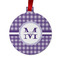 Gingham Print Metal Ball Ornament - Front