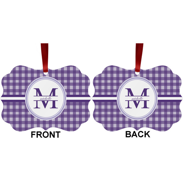 Gingham Print Metal Benilux Ornament - Front and Back (APPROVAL)