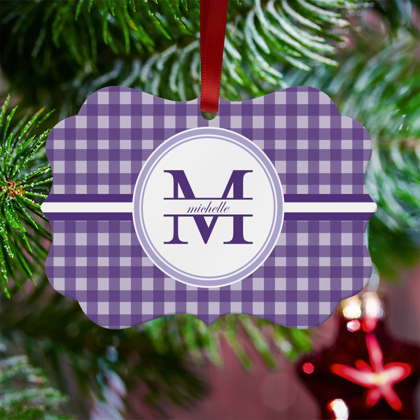 Gingham Print Metal Benilux Ornament - Lifestyle