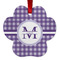 Gingham Print Metal Paw Ornament - Front