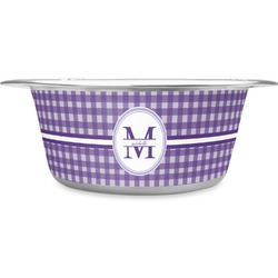 Gingham Print Stainless Steel Dog Bowl (Personalized)