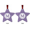 Gingham Print Metal Star Ornament - Front and Back