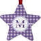 Gingham Print Metal Star Ornament - Double Sided w/ Name and Initial