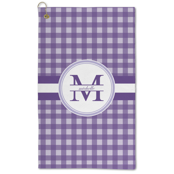 Custom Gingham Print Microfiber Golf Towel - Large (Personalized)
