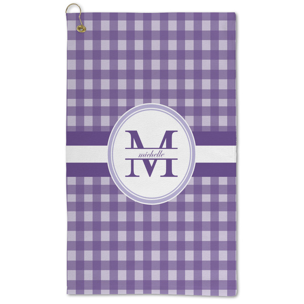 Custom Gingham Print Microfiber Golf Towel (Personalized)