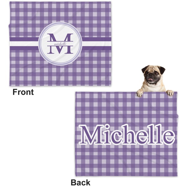 Gingham Print Microfleece Dog Blanket - Large- Front & Back