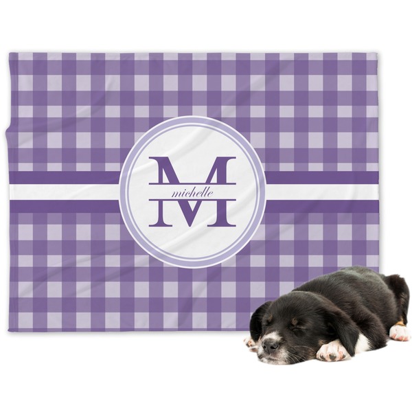 Custom Gingham Print Dog Blanket (Personalized)