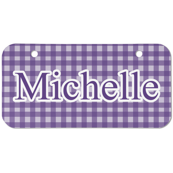 Custom Gingham Print Mini/Bicycle License Plate (2 Holes) (Personalized)