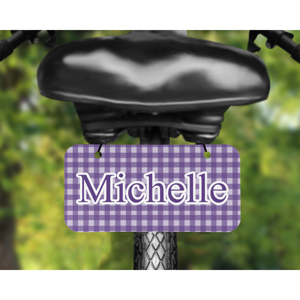 Gingham Print Mini License Plate on Bicycle - LIFESTYLE Two holes