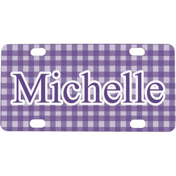 Custom Gingham Print Mini / Bicycle License Plate (4 Holes) (Personalized)