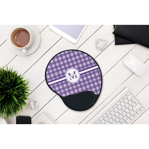 Gingham Print Mouse Pad with Wrist Rest - LIFESYTLE 1