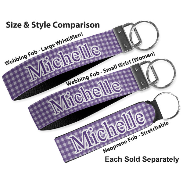 Gingham Print Multiple Key Ring comparison sizes