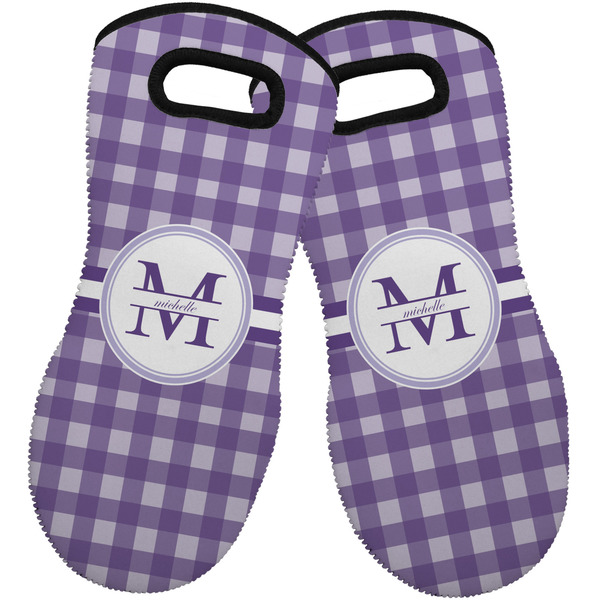 Gingham Print Neoprene Oven Mitt -Set of 2 - Front