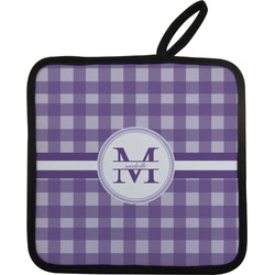 Gingham Print Pot Holder w/ Name and Initial