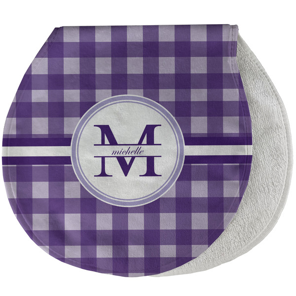 Custom Gingham Print Burp Pad - Velour w/ Name and Initial