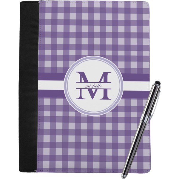 Custom Gingham Print Notebook Padfolio - Large w/ Name and Initial