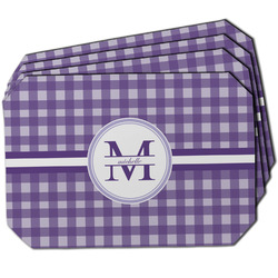 Gingham Print Dining Table Mat - Octagon w/ Name and Initial