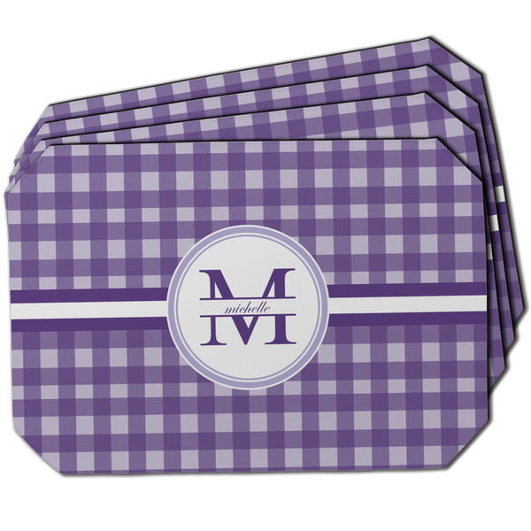 Custom Gingham Print Dining Table Mat - Octagon w/ Name and Initial