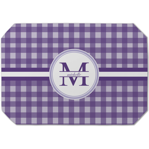 Custom Gingham Print Dining Table Mat - Octagon (Single-Sided) w/ Name and Initial