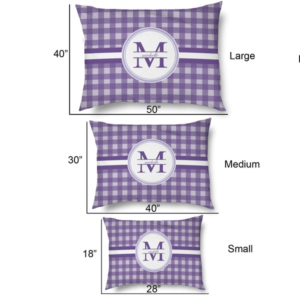 Gingham Print Outdoor Dog Beds - SIZE CHART