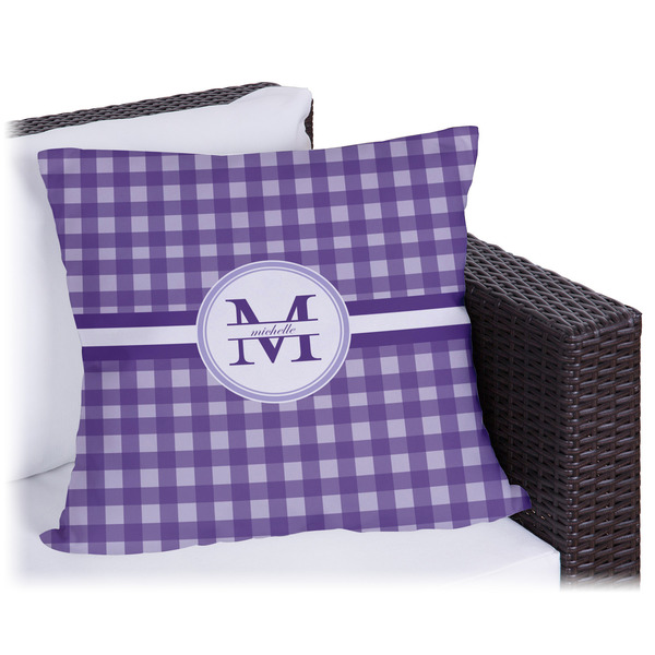 Custom Gingham Print Outdoor Pillow - 20" (Personalized)