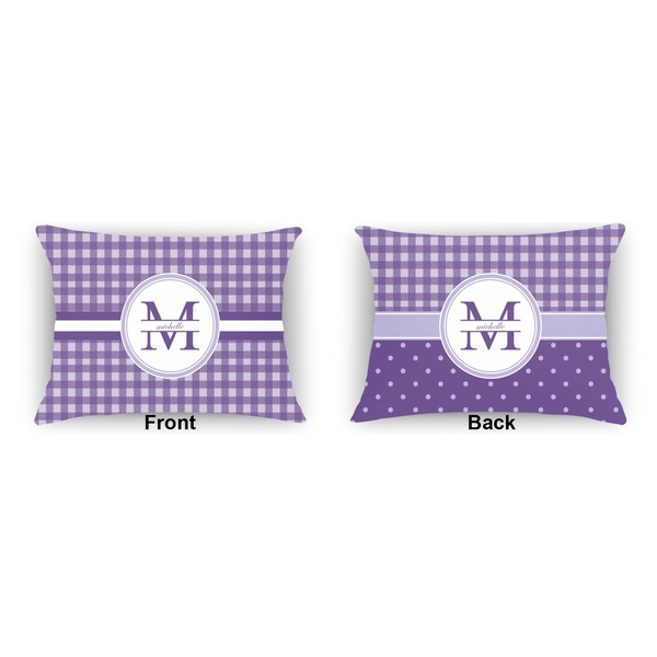 Gingham Print  Outdoor Rectangular Throw Pillow (Front and Back)