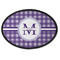 Gingham Print Iron On Oval Patch w/ Name and Initial