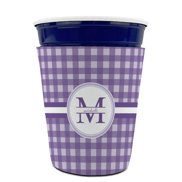 Gingham Print Party Cup Sleeves - without bottom - FRONT (on cup)