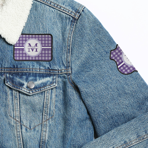 Gingham Print Patches Lifestyle Jean Jacket Detail