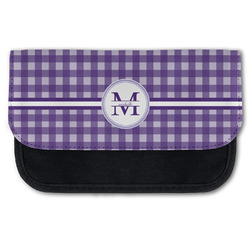 Gingham Print Canvas Pencil Case w/ Name and Initial