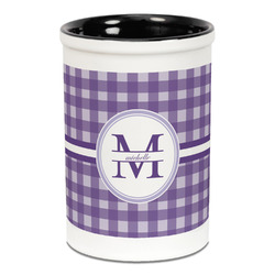 Gingham Print Ceramic Pencil Holders - Black