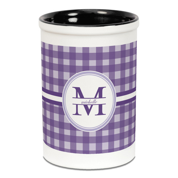 Gingham Print Pencil Holder - Black