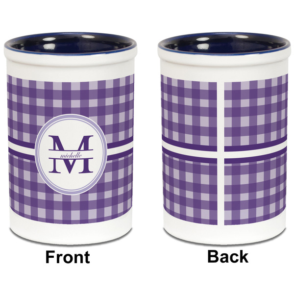 Gingham Print Pencil Holder - Blue - approval