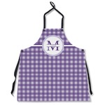 Gingham Print Apron Without Pockets w/ Name and Initial