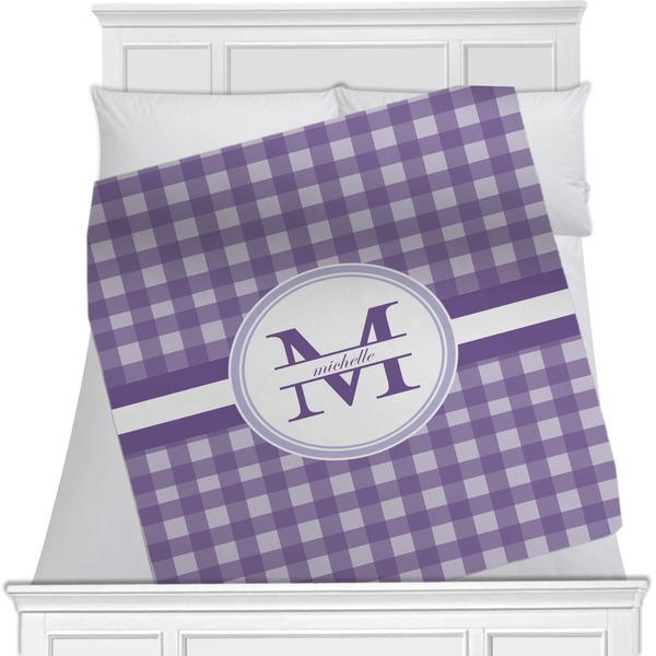 Custom Gingham Print Minky Blanket - Twin / Full - 80"x60" - Double Sided (Personalized)