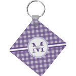 Gingham Print Diamond Plastic Keychain w/ Name and Initial
