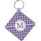 Gingham Print Diamond Plastic Keychain w/ Name and Initial