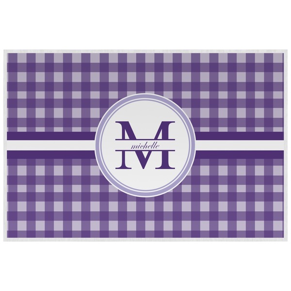 Custom Gingham Print Laminated Placemat w/ Name and Initial