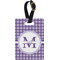 Gingham Print Plastic Luggage Tag - Rectangular w/ Name and Initial