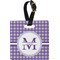 Gingham Print Plastic Luggage Tag - Square w/ Name and Initial