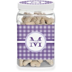 Gingham Print Dog Treat Jar (Personalized)