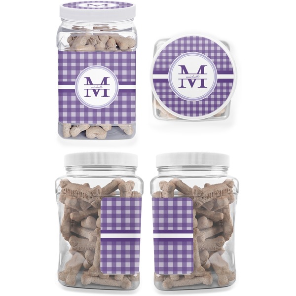 Gingham Print Pet Treat Jar - Multiple Angles