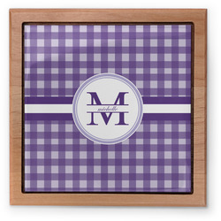 Gingham Print Pet Urn w/ Name and Initial