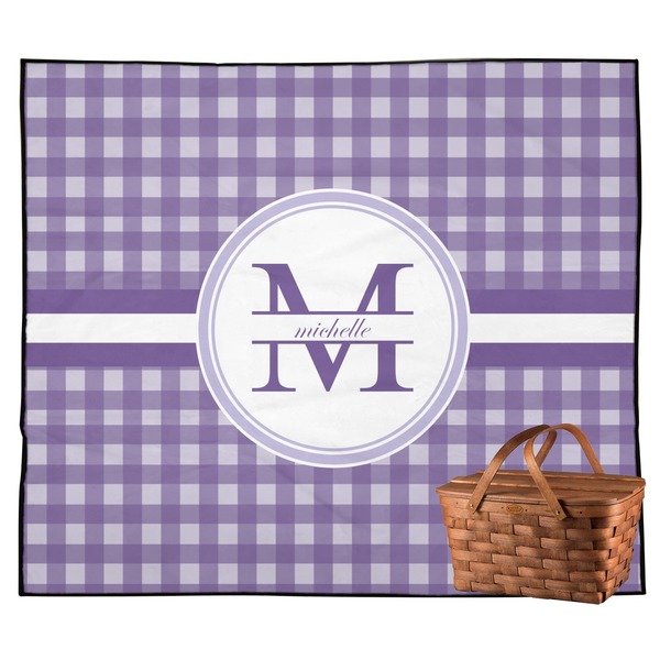 Custom Gingham Print Outdoor Picnic Blanket (Personalized)