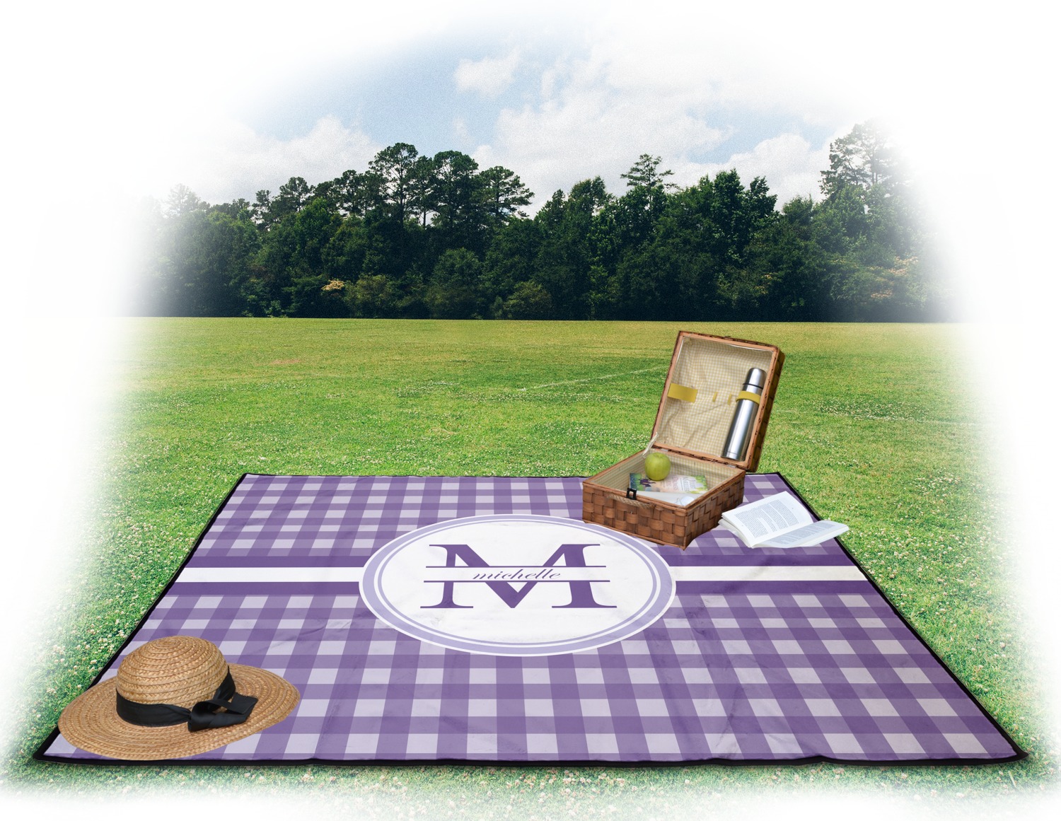Gingham Print Outdoor Picnic Blanket - Thumbnail 2