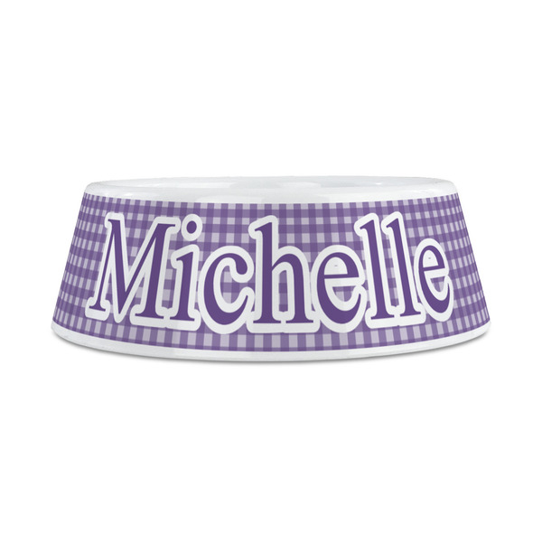 Gingham Print Plastic Dog Bowls - Medium - FRONT