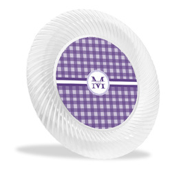 Gingham Print Plastic Party Dinner Plates - 10" (Personalized)