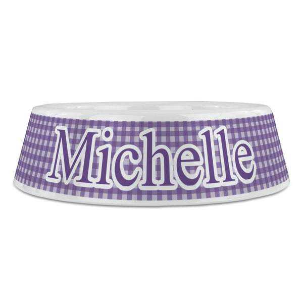 Gingham Print Plastic Pet Bowls - Large - FRONT
