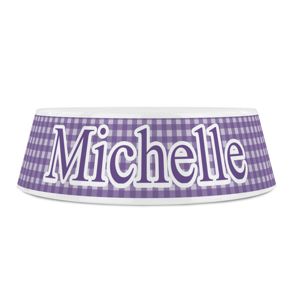 Gingham Print Plastic Pet Bowls - Small - FRONT