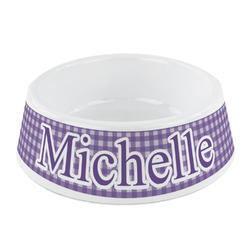 Gingham Print Plastic Dog Bowl - Small (Personalized)